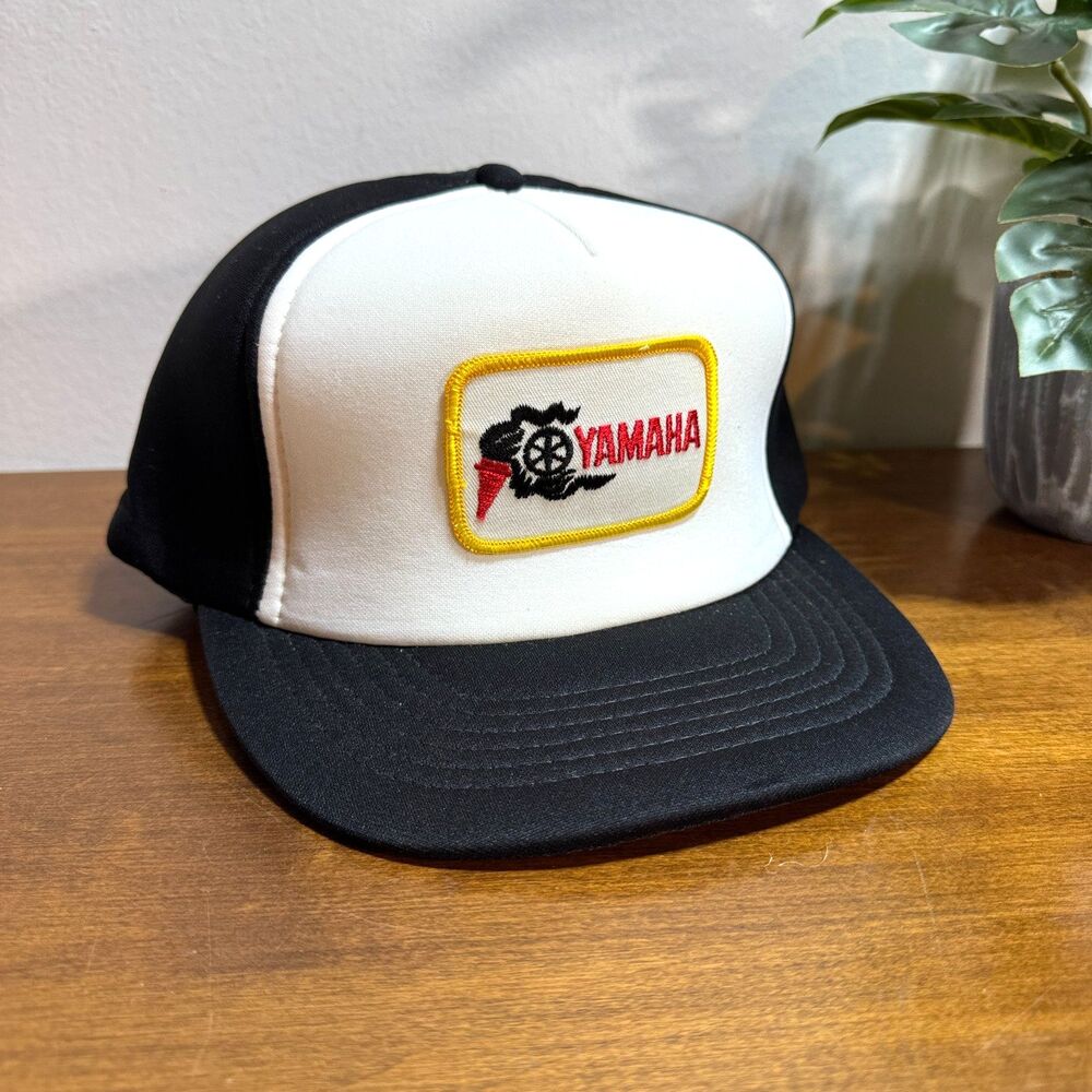 Vintage Yamaha Hat Cap Snap Back Adjustable Foam Size Medium / Large Taiwan ROC